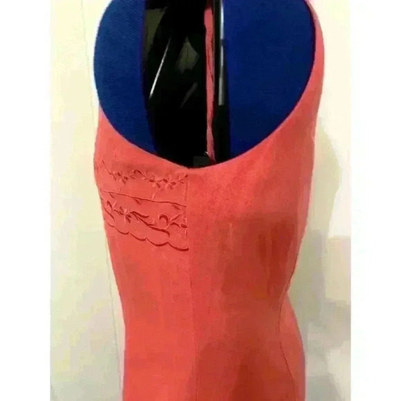Vintage Jessica Howard Coral Linen BLend Shift Midi Dress 10 Petite Feminine - Picture 5 of 11